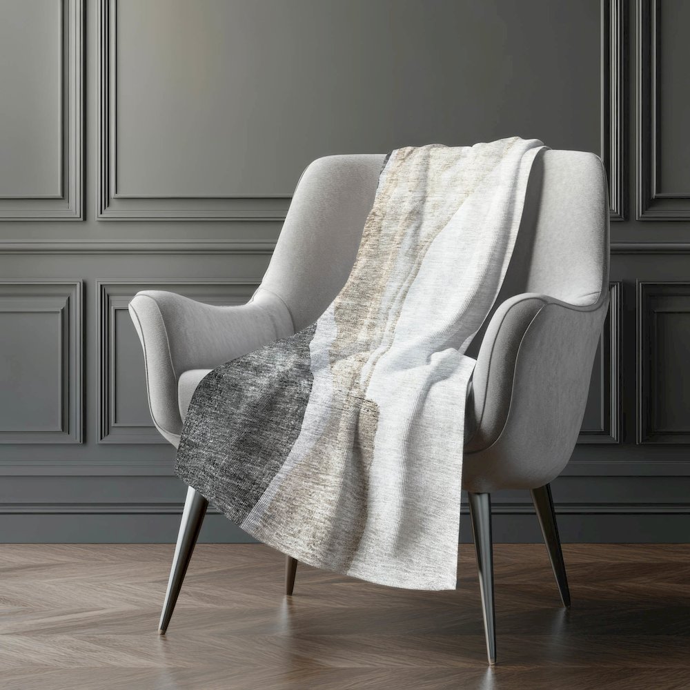Premium Machine Washable ASB667 Charcoal 50" x 70" Sherpa Throw Blanket. Picture 5