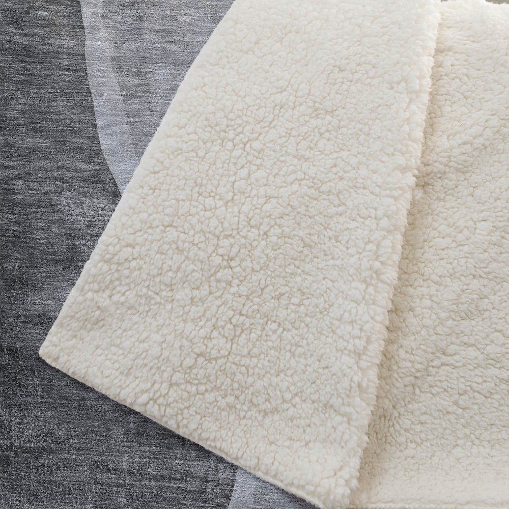 Premium Machine Washable ASB667 Gray 50" x 70" Sherpa Throw Blanket. Picture 2