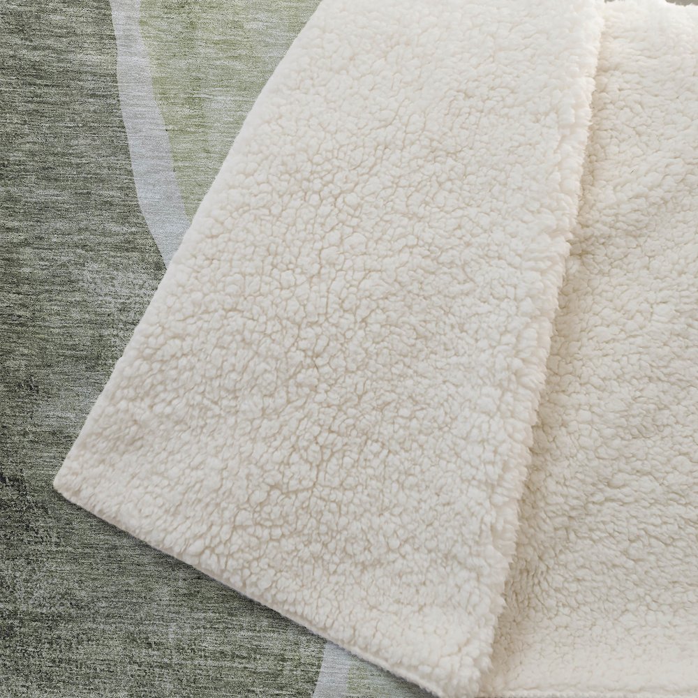 Premium Machine Washable ASB667 Olive 50" x 70" Sherpa Throw Blanket. Picture 2