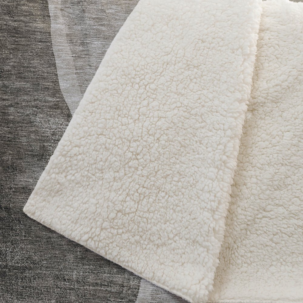 Premium Machine Washable ASB667 Taupe 50" x 70" Sherpa Throw Blanket. Picture 2