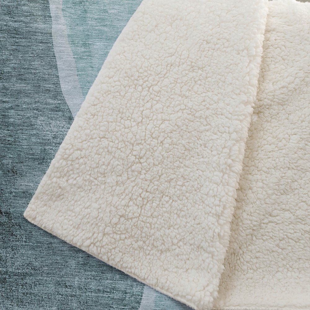 Premium Machine Washable ASB667 Teal 50" x 70" Sherpa Throw Blanket. Picture 2
