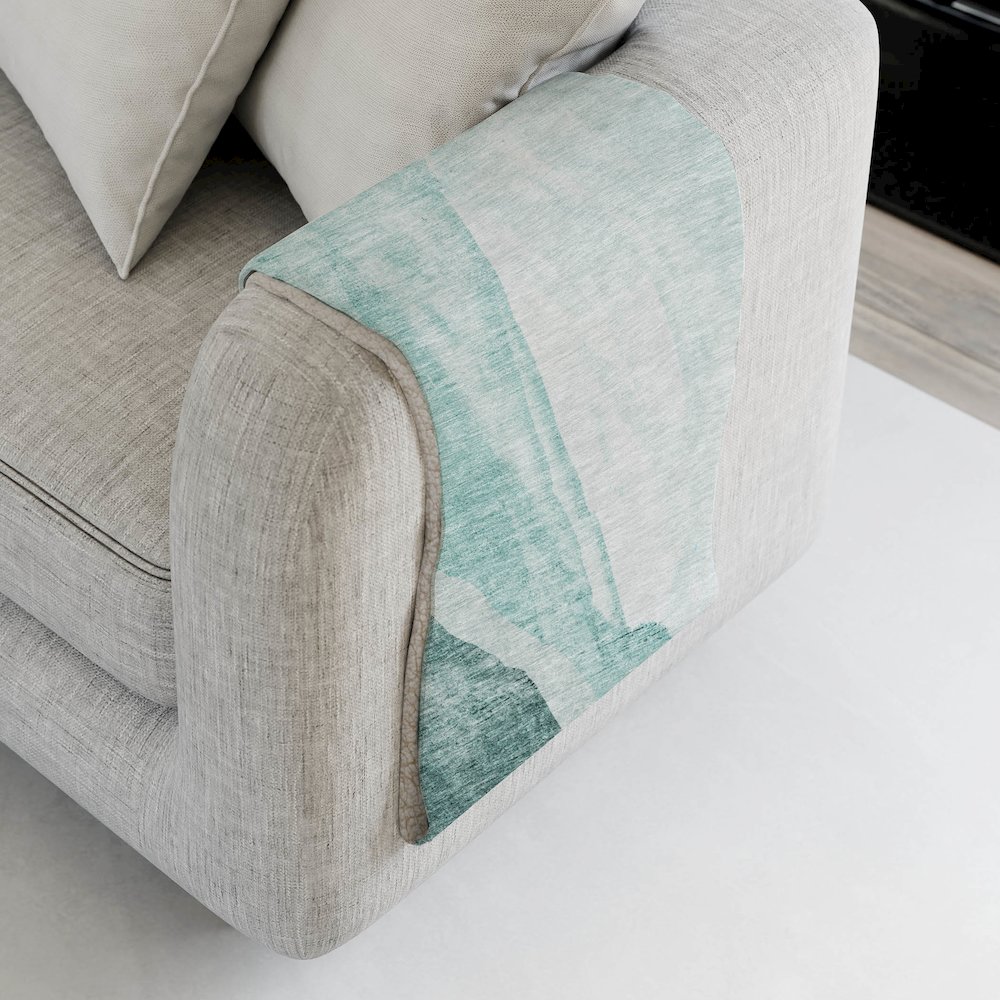 Premium Machine Washable ASB667 Teal 50" x 70" Sherpa Throw Blanket. Picture 4