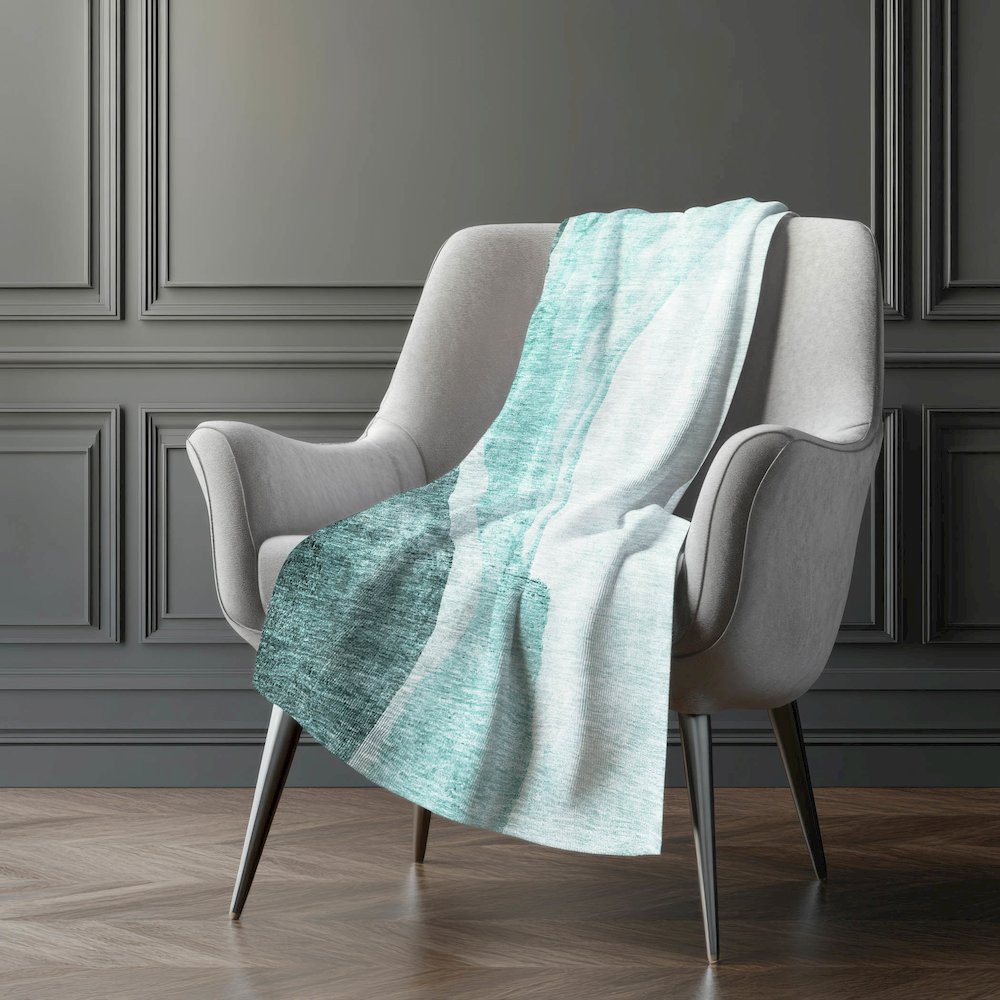 Premium Machine Washable ASB667 Teal 50" x 70" Sherpa Throw Blanket. Picture 5