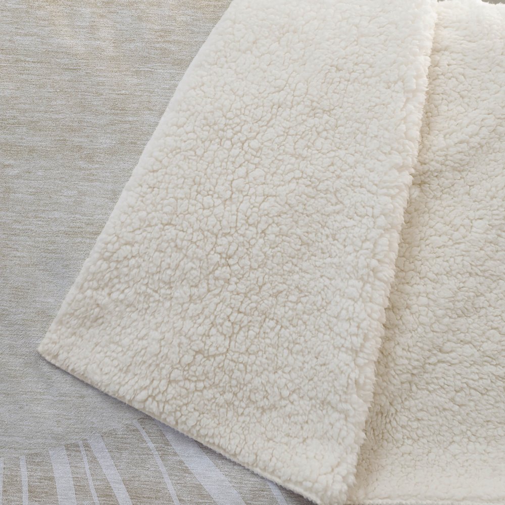 Premium Machine Washable ASB668 Beige 50" x 70" Sherpa Throw Blanket. Picture 2