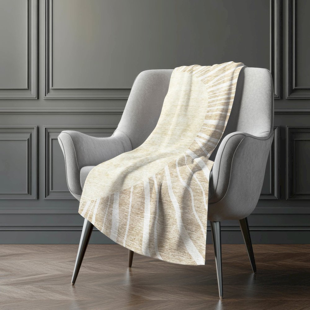 Premium Machine Washable ASB668 Beige 50" x 70" Sherpa Throw Blanket. Picture 5