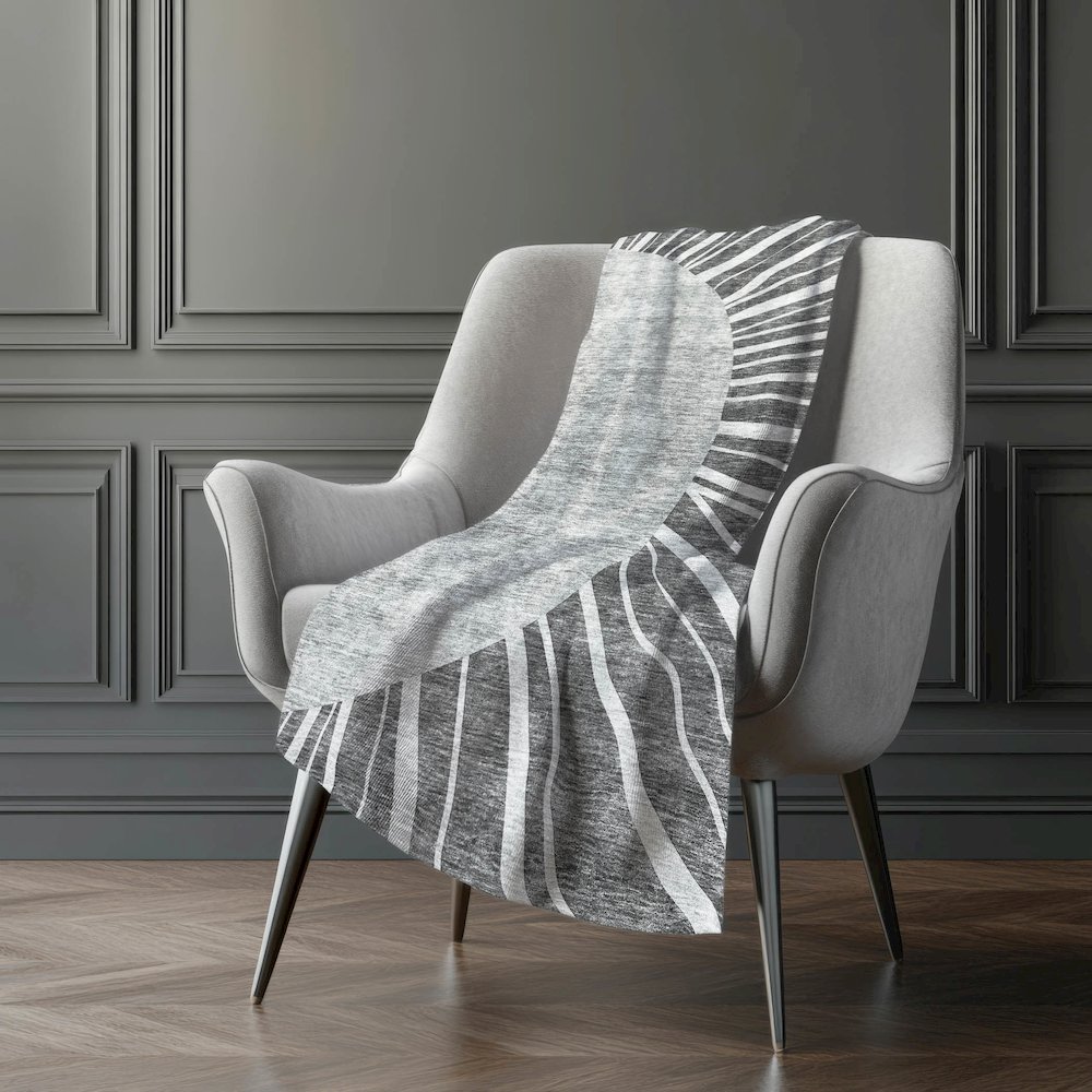 Premium Machine Washable ASB668 Charcoal 50" x 70" Sherpa Throw Blanket. Picture 5