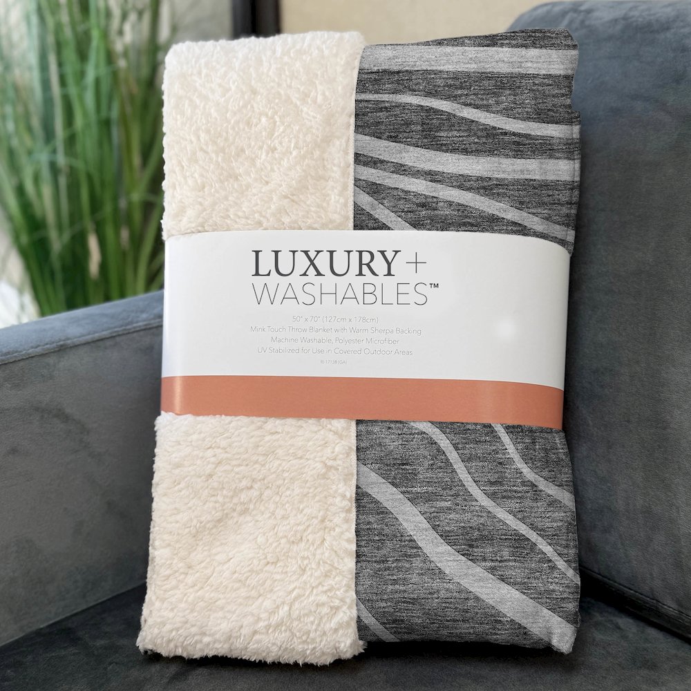 Premium Machine Washable ASB668 Charcoal 50" x 70" Sherpa Throw Blanket. Picture 3