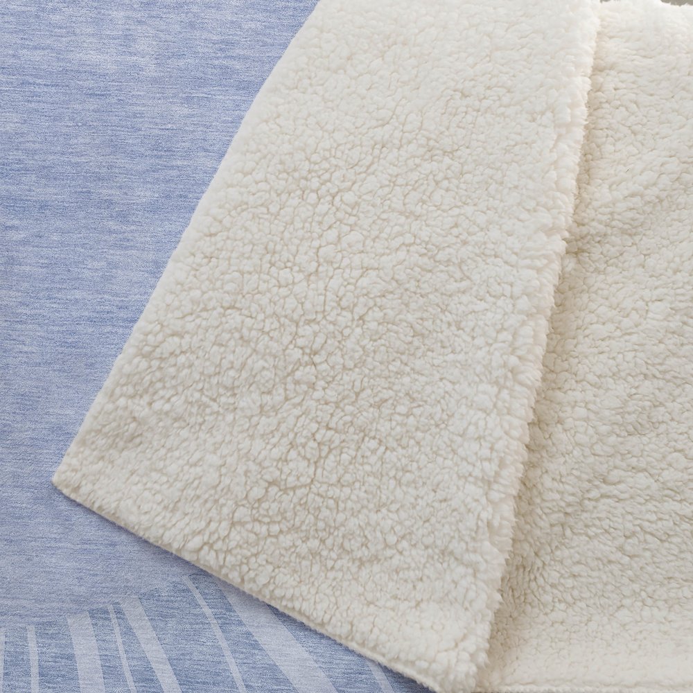 Premium Machine Washable ASB668 Denim 50" x 70" Sherpa Throw Blanket. Picture 2