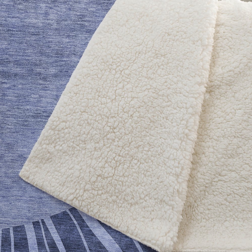 Premium Machine Washable ASB668 Navy 50" x 70" Sherpa Throw Blanket. Picture 2