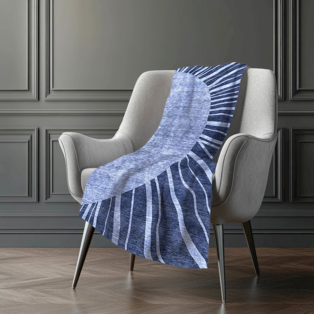 Premium Machine Washable ASB668 Navy 50" x 70" Sherpa Throw Blanket. Picture 5