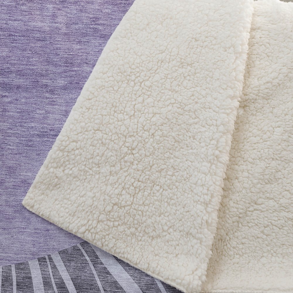 Premium Machine Washable ASB668 Purple 50" x 70" Sherpa Throw Blanket. Picture 2