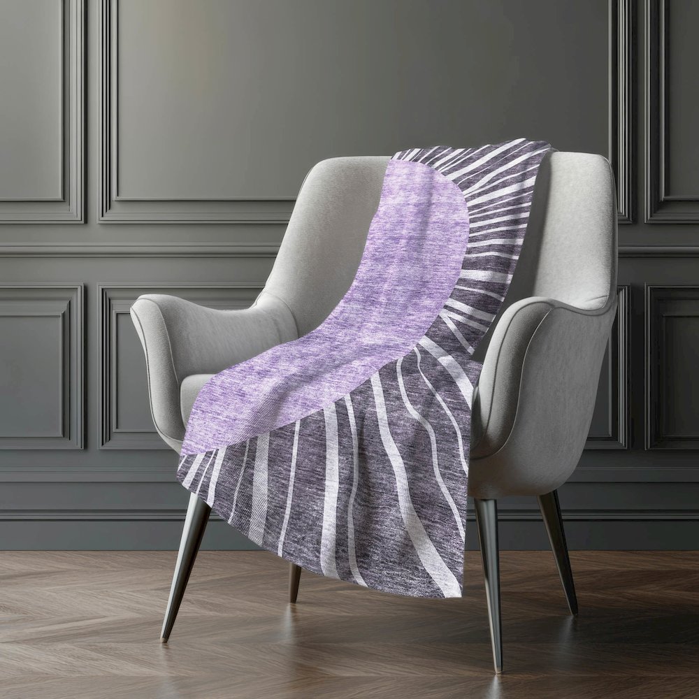 Premium Machine Washable ASB668 Purple 50" x 70" Sherpa Throw Blanket. Picture 5