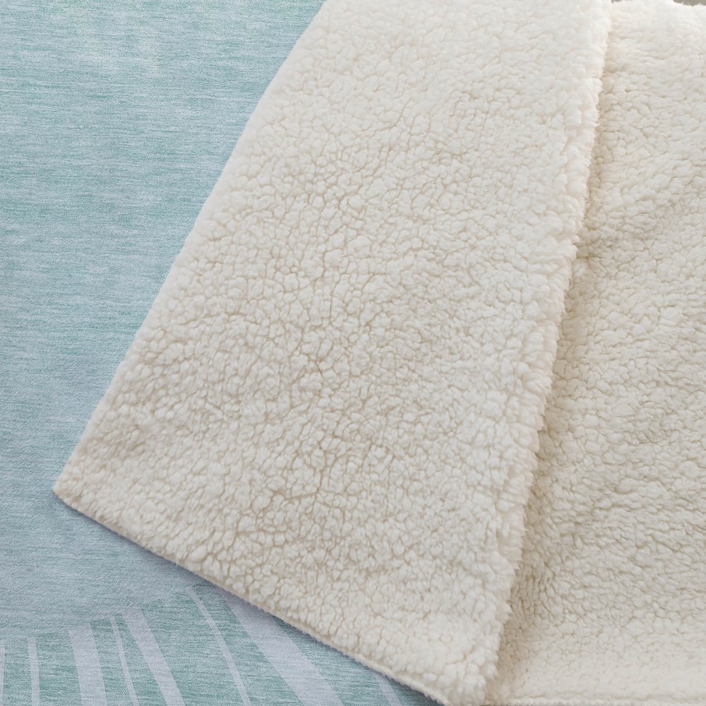 Premium Machine Washable ASB668 Teal 50" x 70" Sherpa Throw Blanket. Picture 2