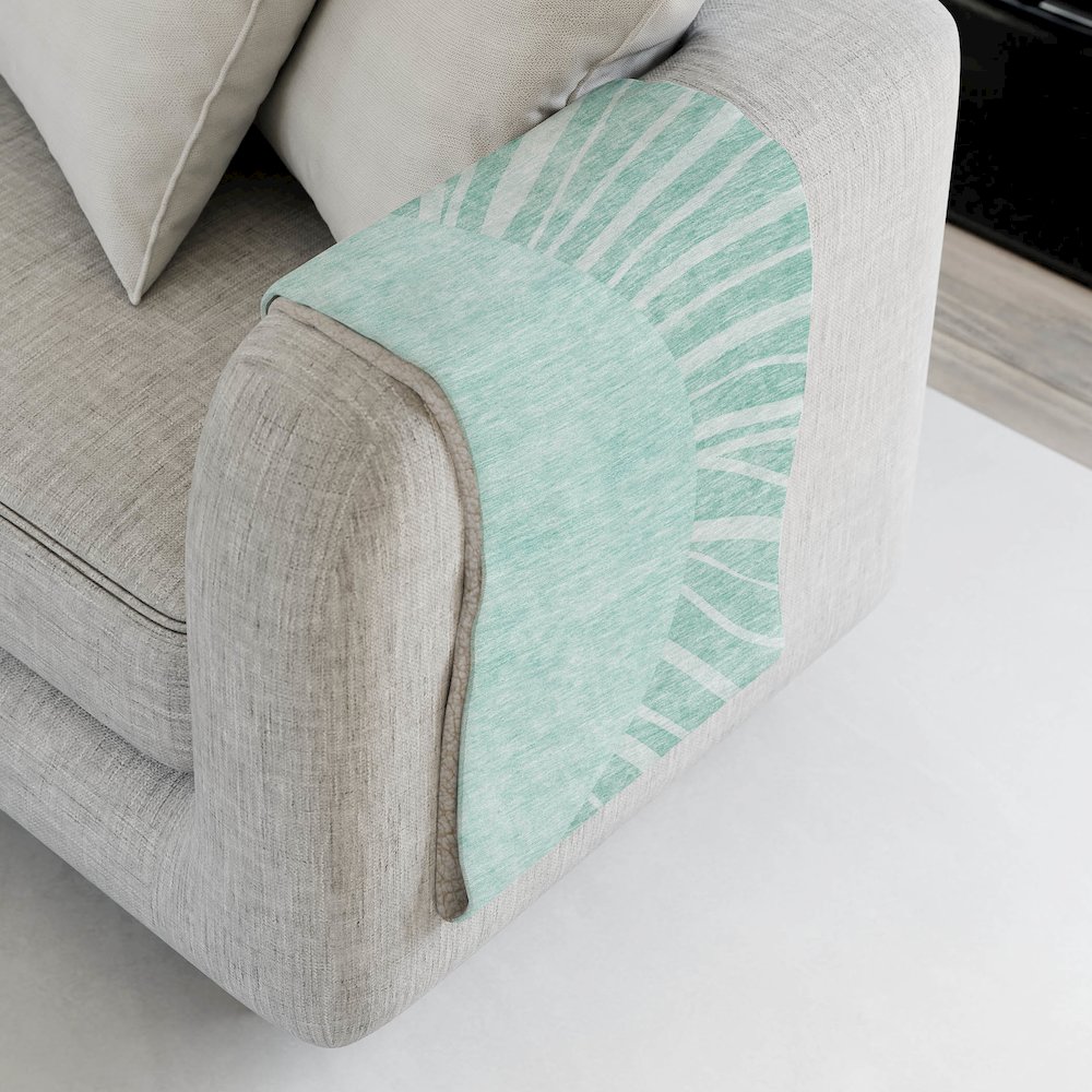 Premium Machine Washable ASB668 Teal 50" x 70" Sherpa Throw Blanket. Picture 4