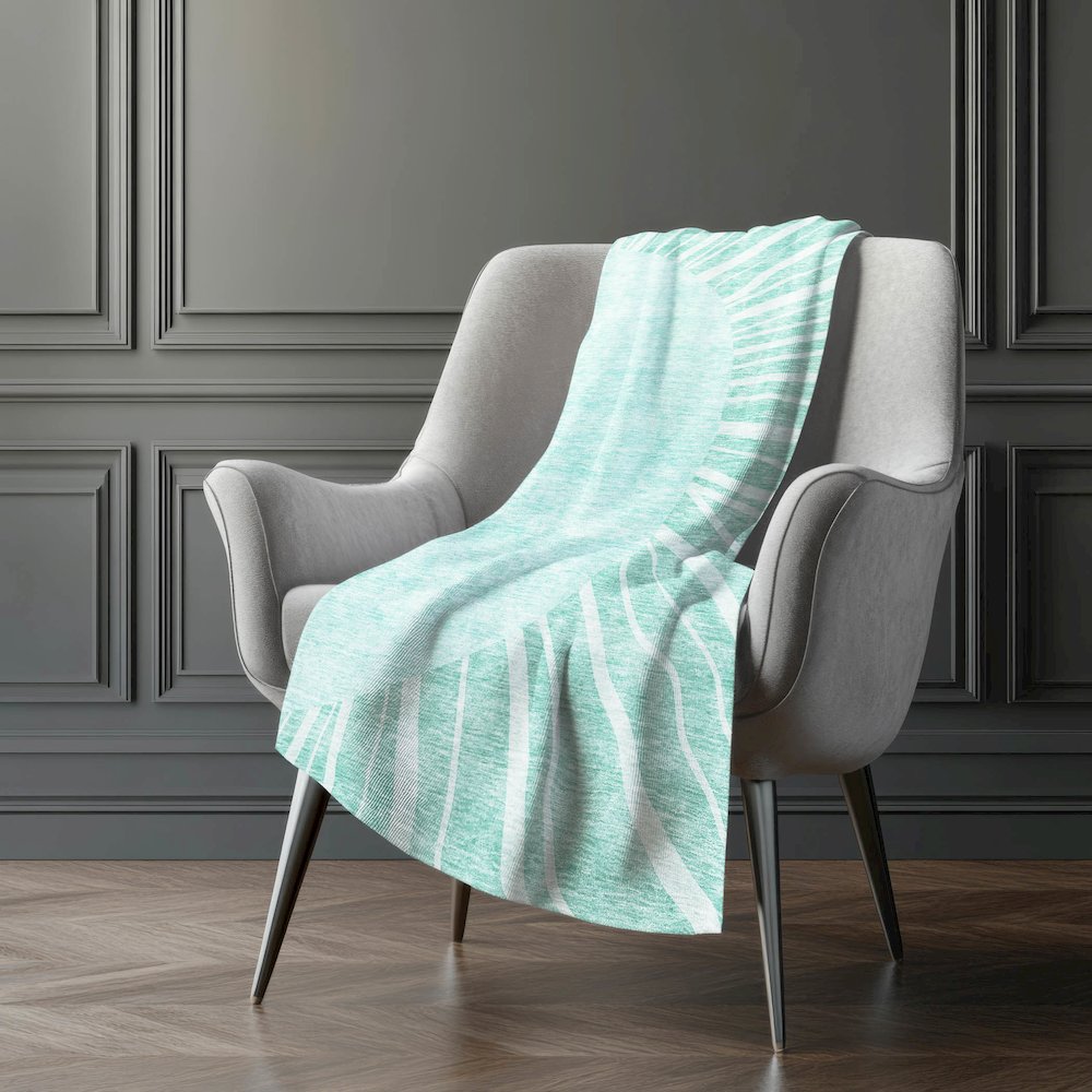 Premium Machine Washable ASB668 Teal 50" x 70" Sherpa Throw Blanket. Picture 5