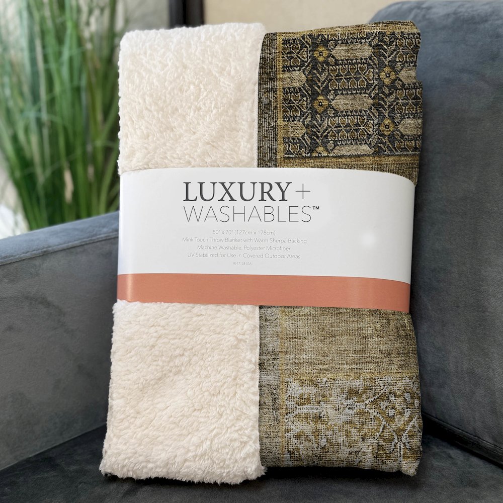 Premium Machine Washable ASB669 Brown 50" x 70" Sherpa Throw Blanket. Picture 3