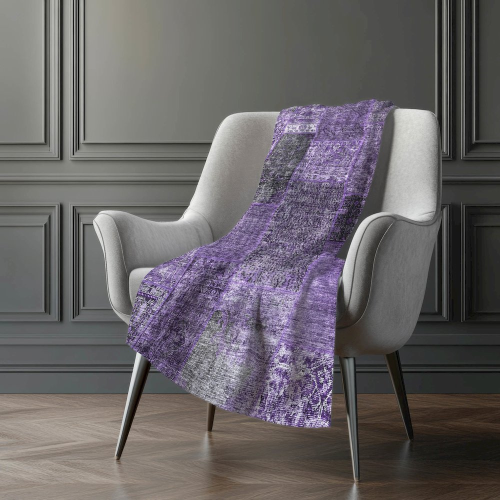 Premium Machine Washable ASB669 Eggplant 50" x 70" Sherpa Throw Blanket. Picture 5