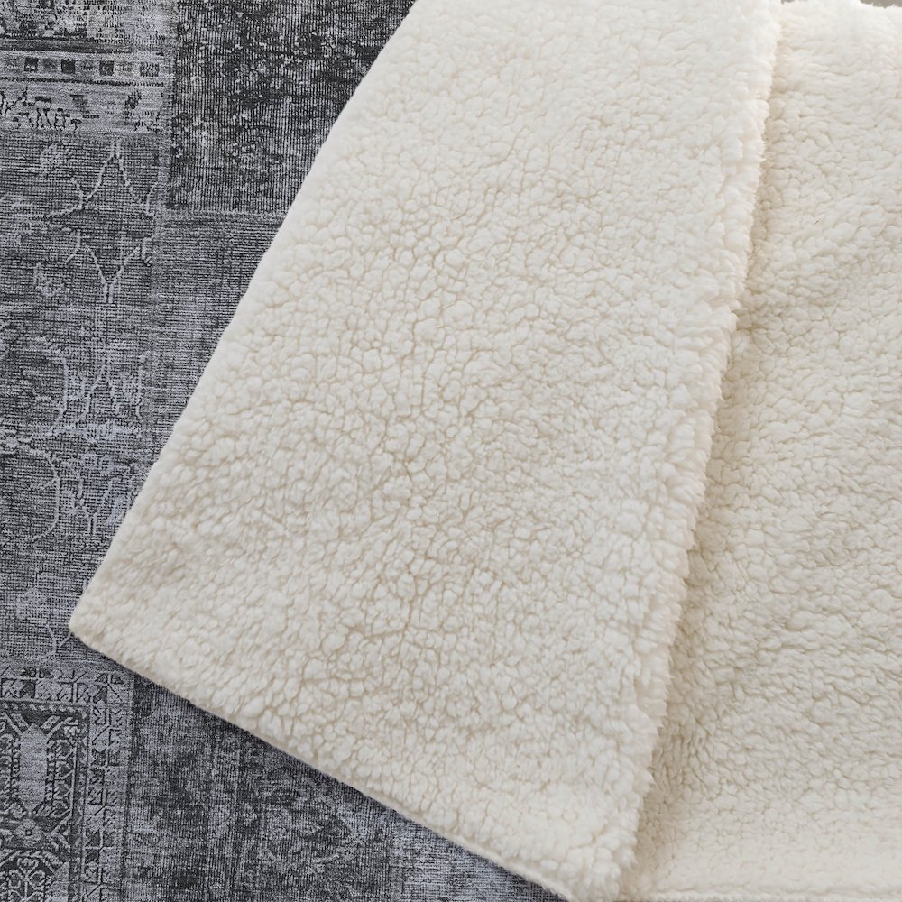 Premium Machine Washable ASB669 Gray 50" x 70" Sherpa Throw Blanket. Picture 2