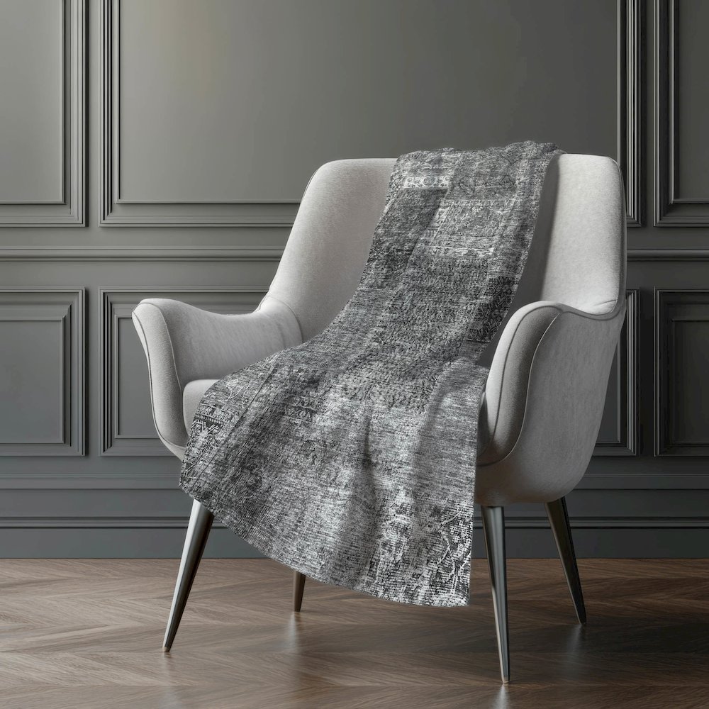 Premium Machine Washable ASB669 Gray 50" x 70" Sherpa Throw Blanket. Picture 5