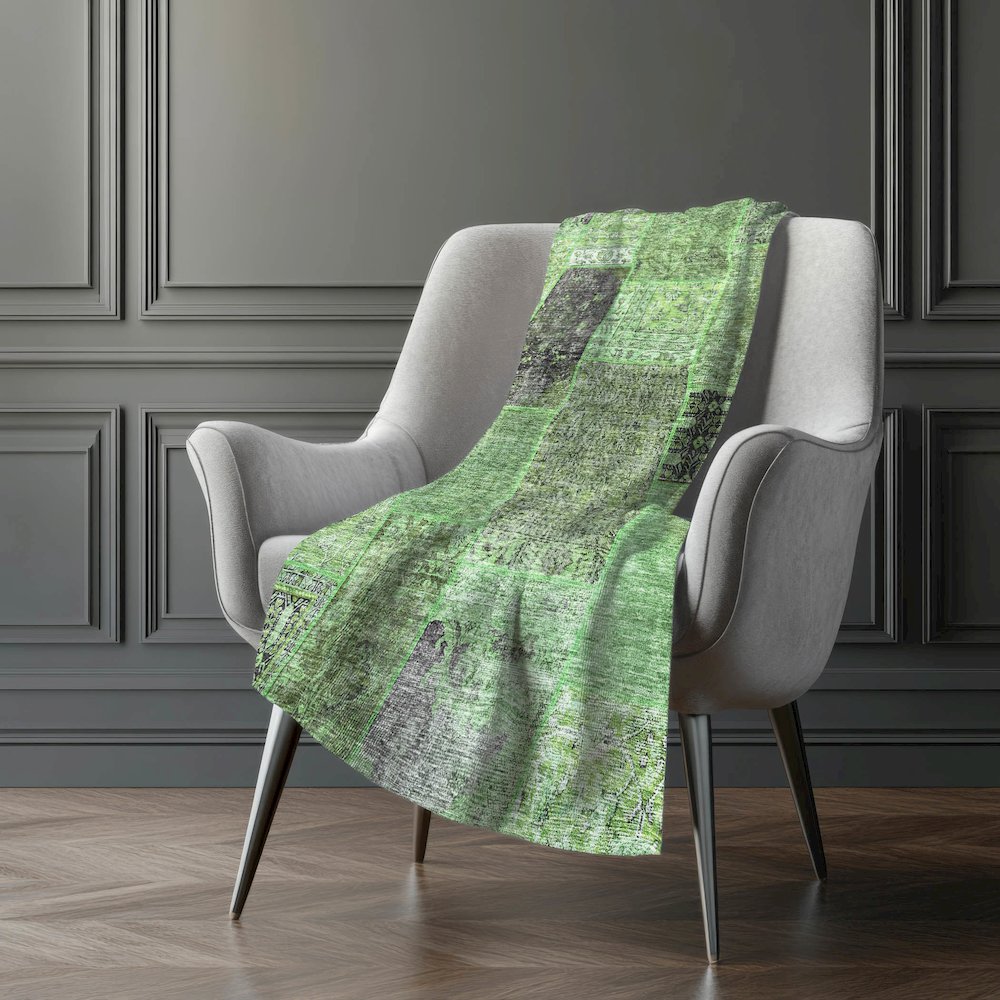Premium Machine Washable ASB669 Green 50" x 70" Sherpa Throw Blanket. Picture 5