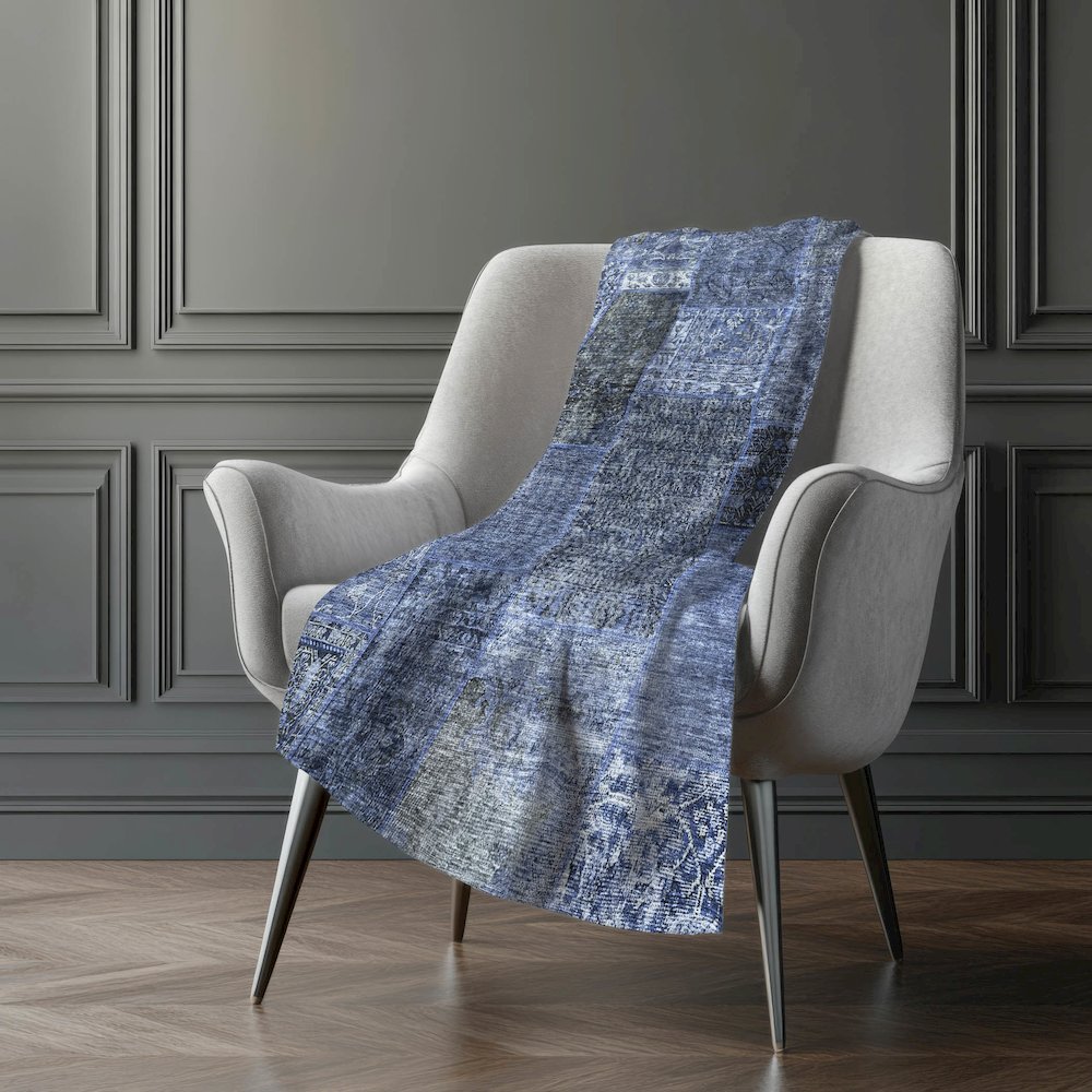 Premium Machine Washable ASB669 Navy 50" x 70" Sherpa Throw Blanket. Picture 5