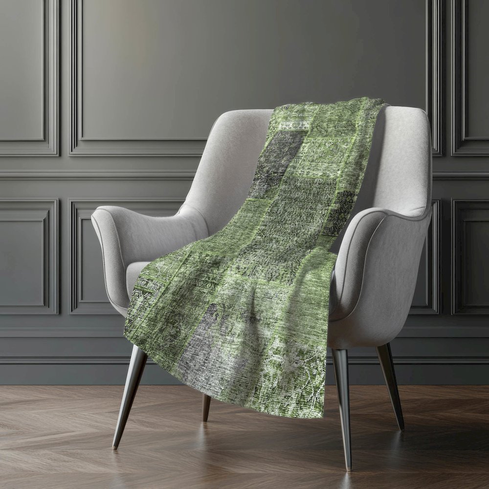 Premium Machine Washable ASB669 Olive 50" x 70" Sherpa Throw Blanket. Picture 5