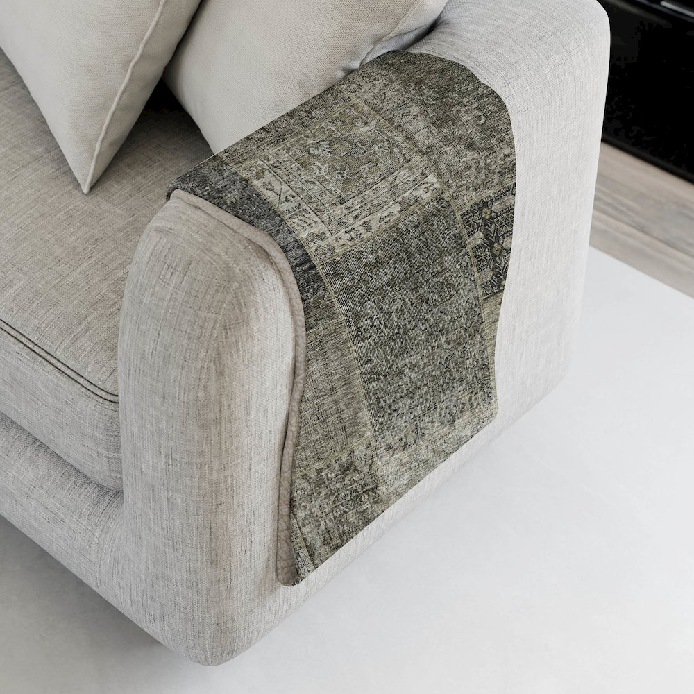 Premium Machine Washable ASB669 Taupe 50" x 70" Sherpa Throw Blanket. Picture 4