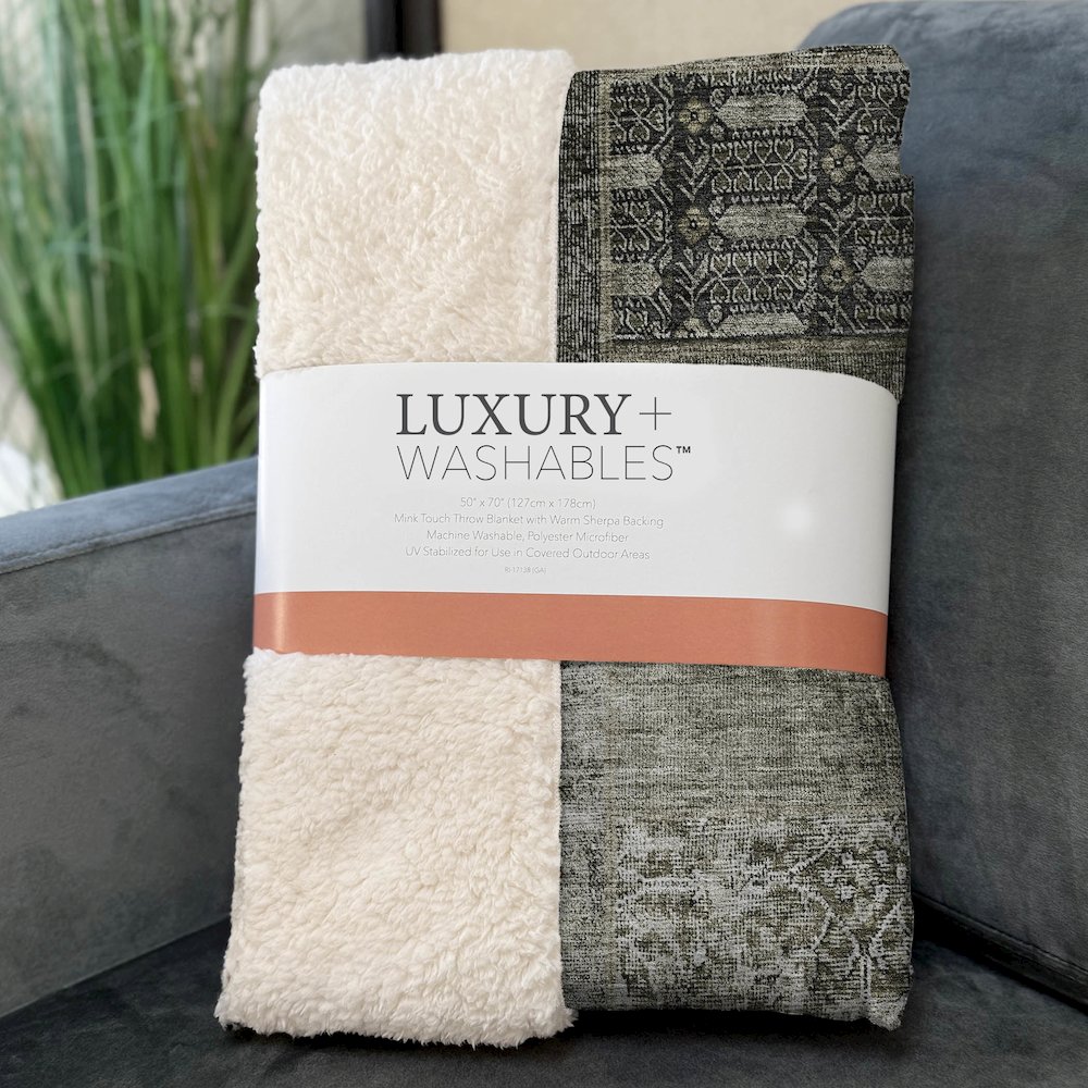 Premium Machine Washable ASB669 Taupe 50" x 70" Sherpa Throw Blanket. Picture 3