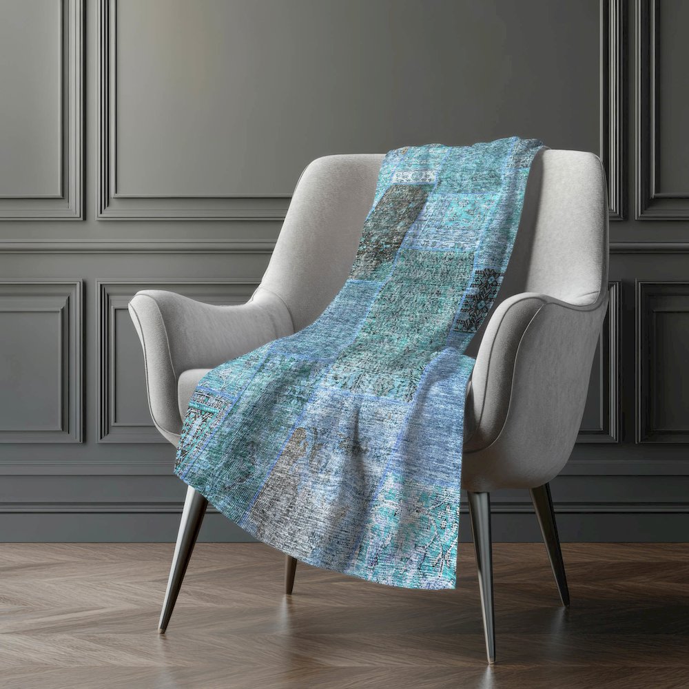 Premium Machine Washable ASB669 Teal 50" x 70" Sherpa Throw Blanket. Picture 5