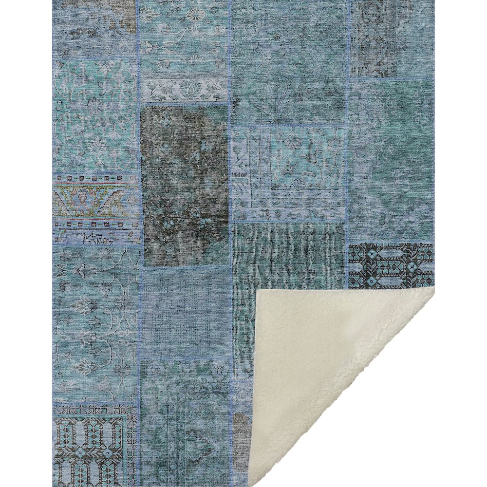 Premium Machine Washable ASB669 Teal 50" x 70" Sherpa Throw Blanket. Picture 1