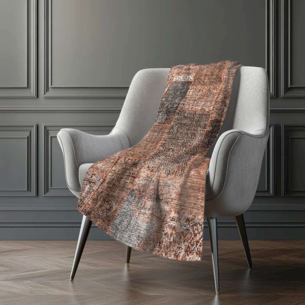 Premium Machine Washable ASB669 Terracotta 50" x 70" Sherpa Throw Blanket. Picture 5