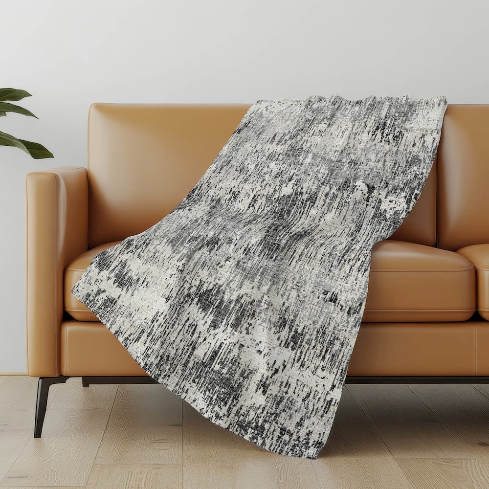 Premium Machine Washable ASB66 Gray 50" x 70" Sherpa Throw Blanket. Picture 4