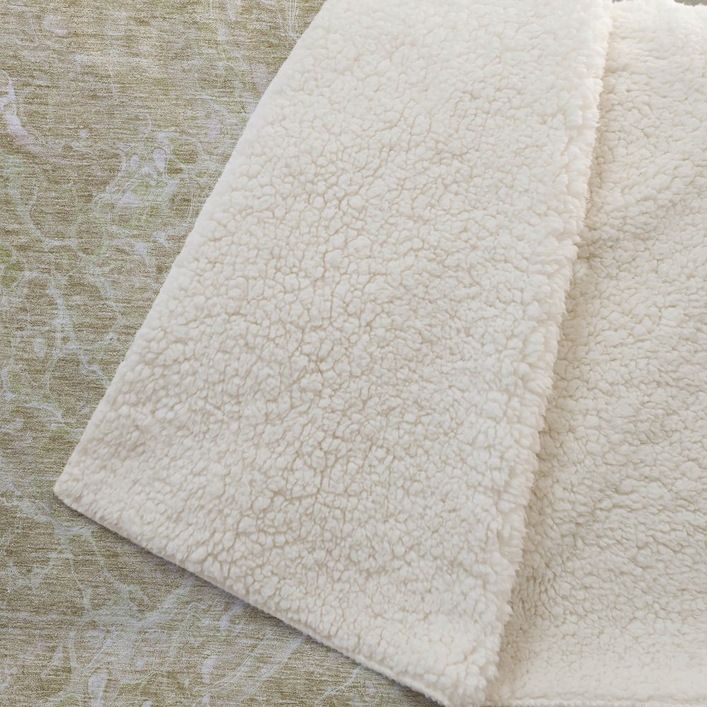 Premium Machine Washable ASB670 Beige 50" x 70" Sherpa Throw Blanket. Picture 2