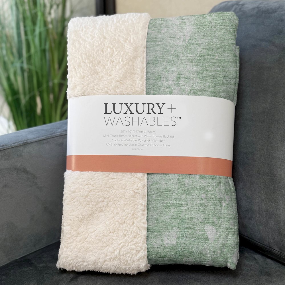 Premium Machine Washable ASB670 Mint 50" x 70" Sherpa Throw Blanket. Picture 3