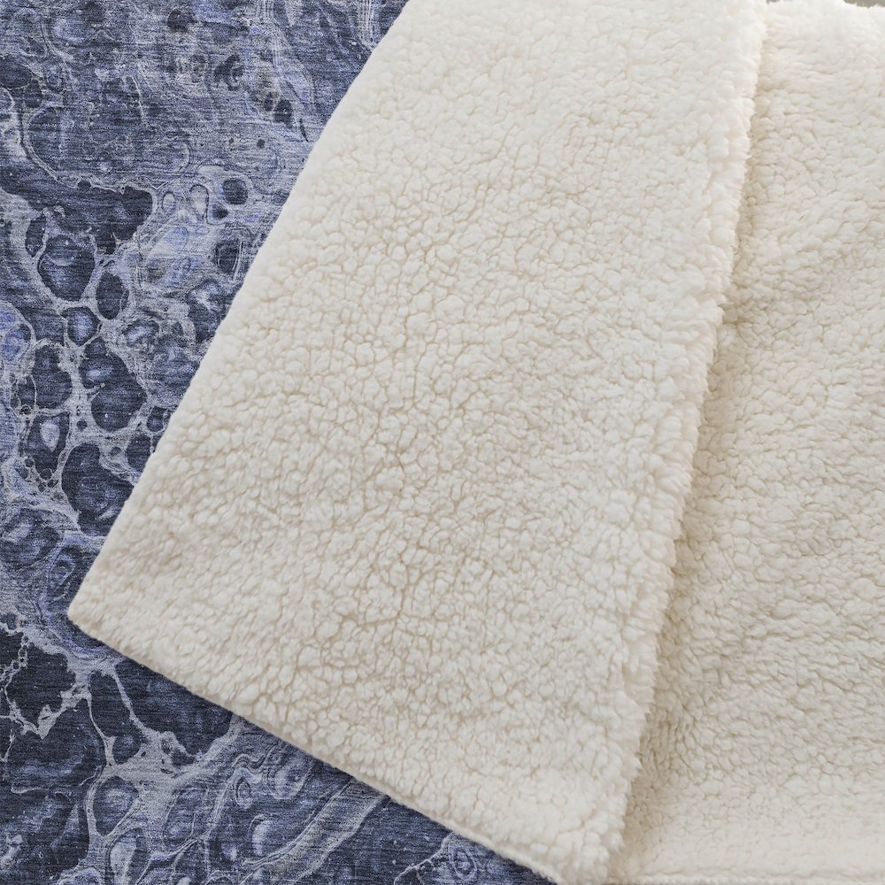 Premium Machine Washable ASB670 Navy 50" x 70" Sherpa Throw Blanket. Picture 2