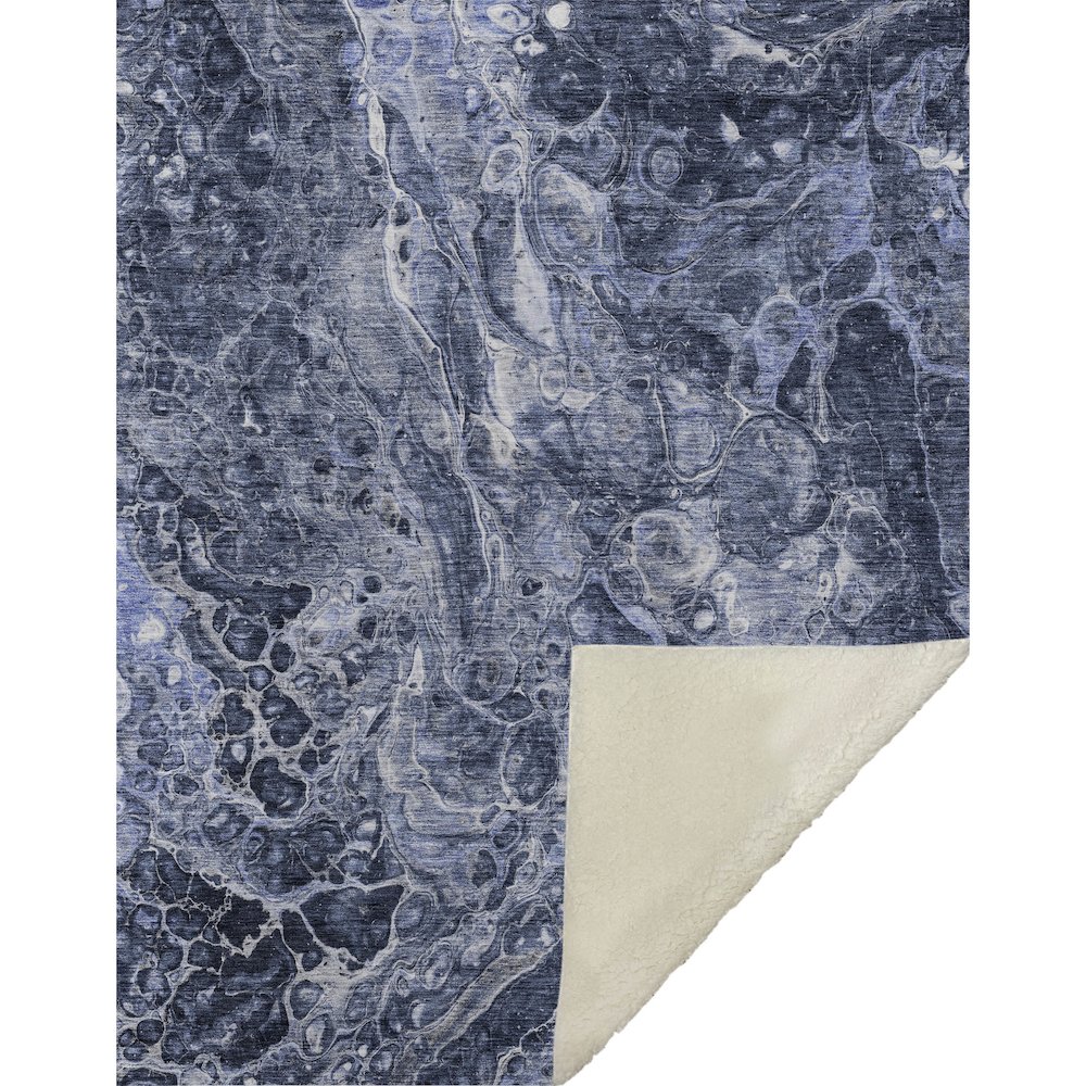 Premium Machine Washable ASB670 Navy 50" x 70" Sherpa Throw Blanket. Picture 1