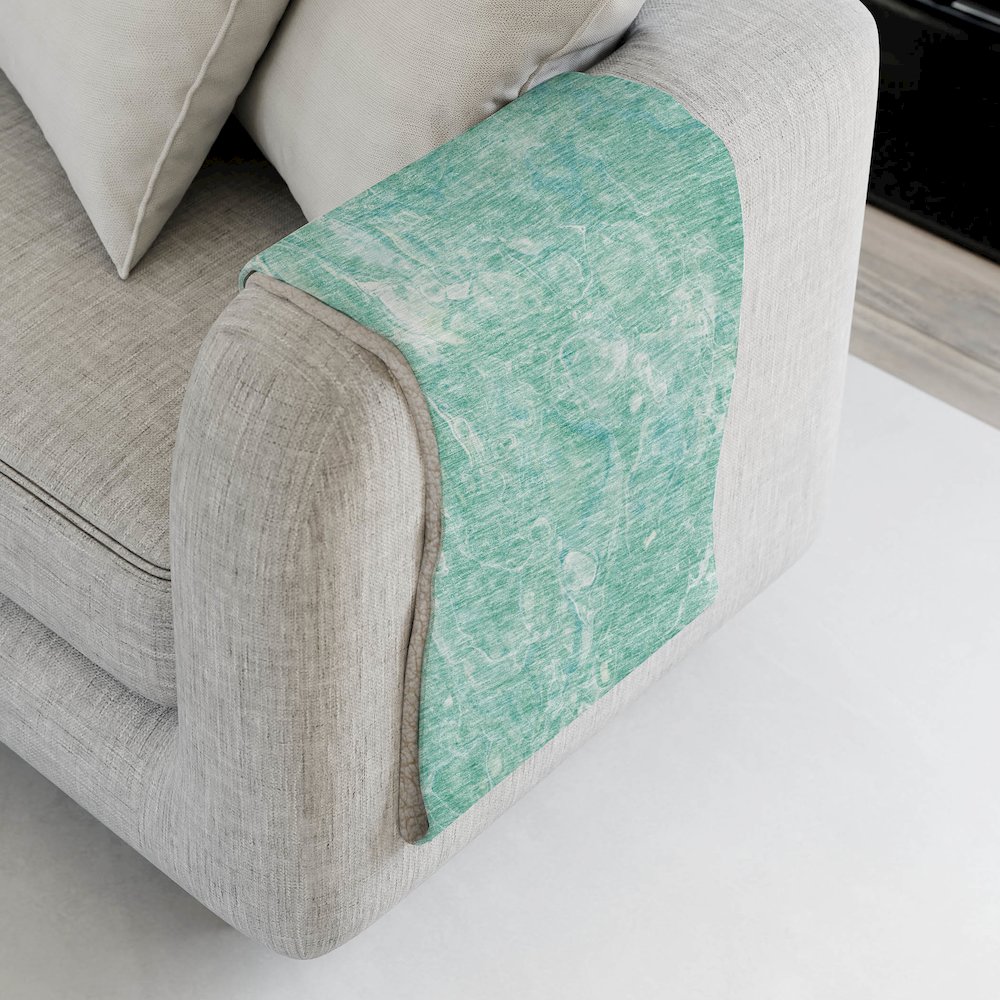 Premium Machine Washable ASB670 Teal 50" x 70" Sherpa Throw Blanket. Picture 4