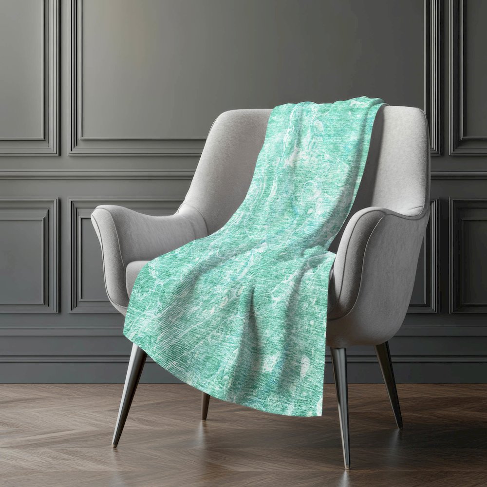 Premium Machine Washable ASB670 Teal 50" x 70" Sherpa Throw Blanket. Picture 5