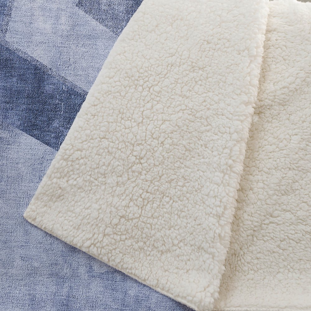 Premium Machine Washable ASB671 Blue 50" x 70" Sherpa Throw Blanket. Picture 2