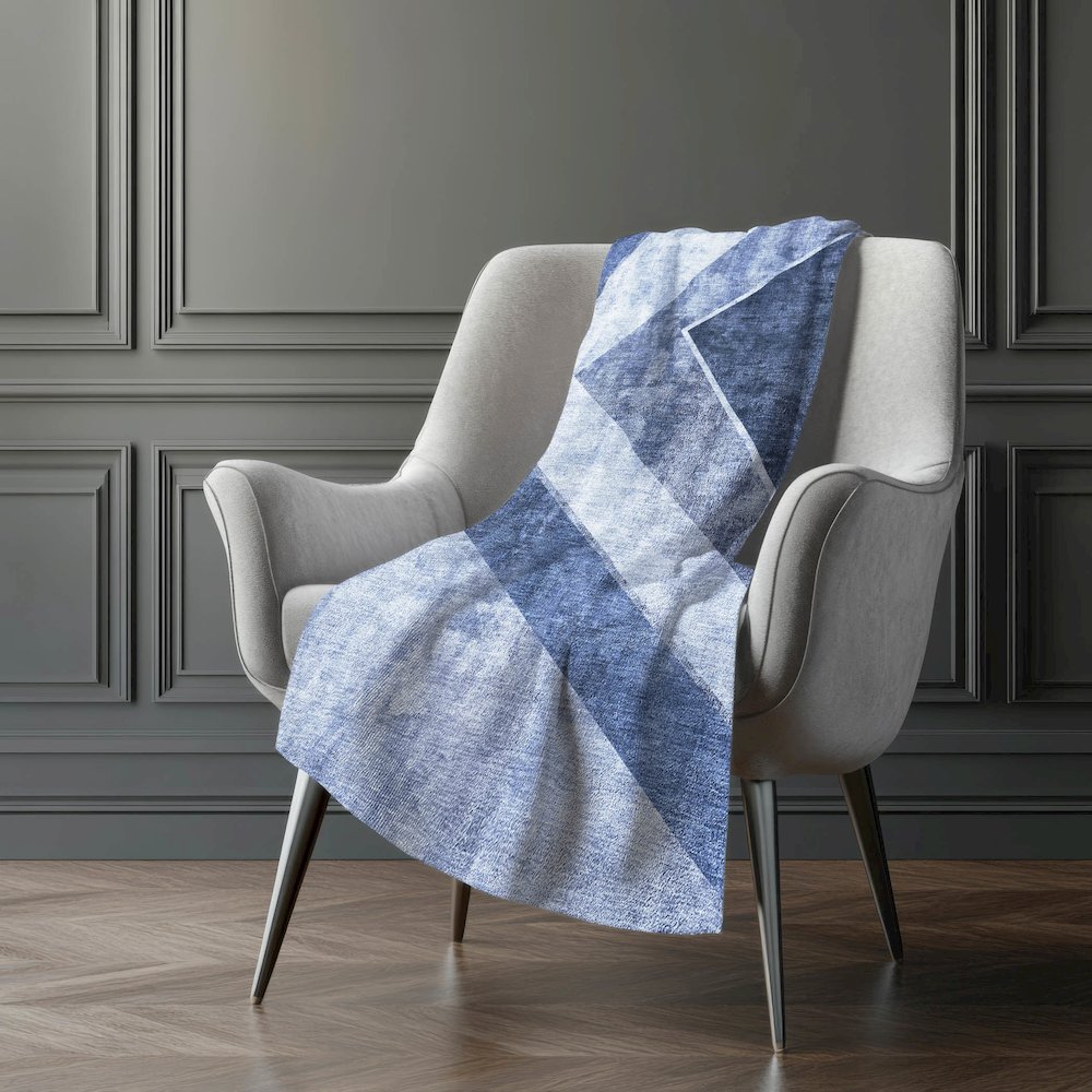 Premium Machine Washable ASB671 Blue 50" x 70" Sherpa Throw Blanket. Picture 5
