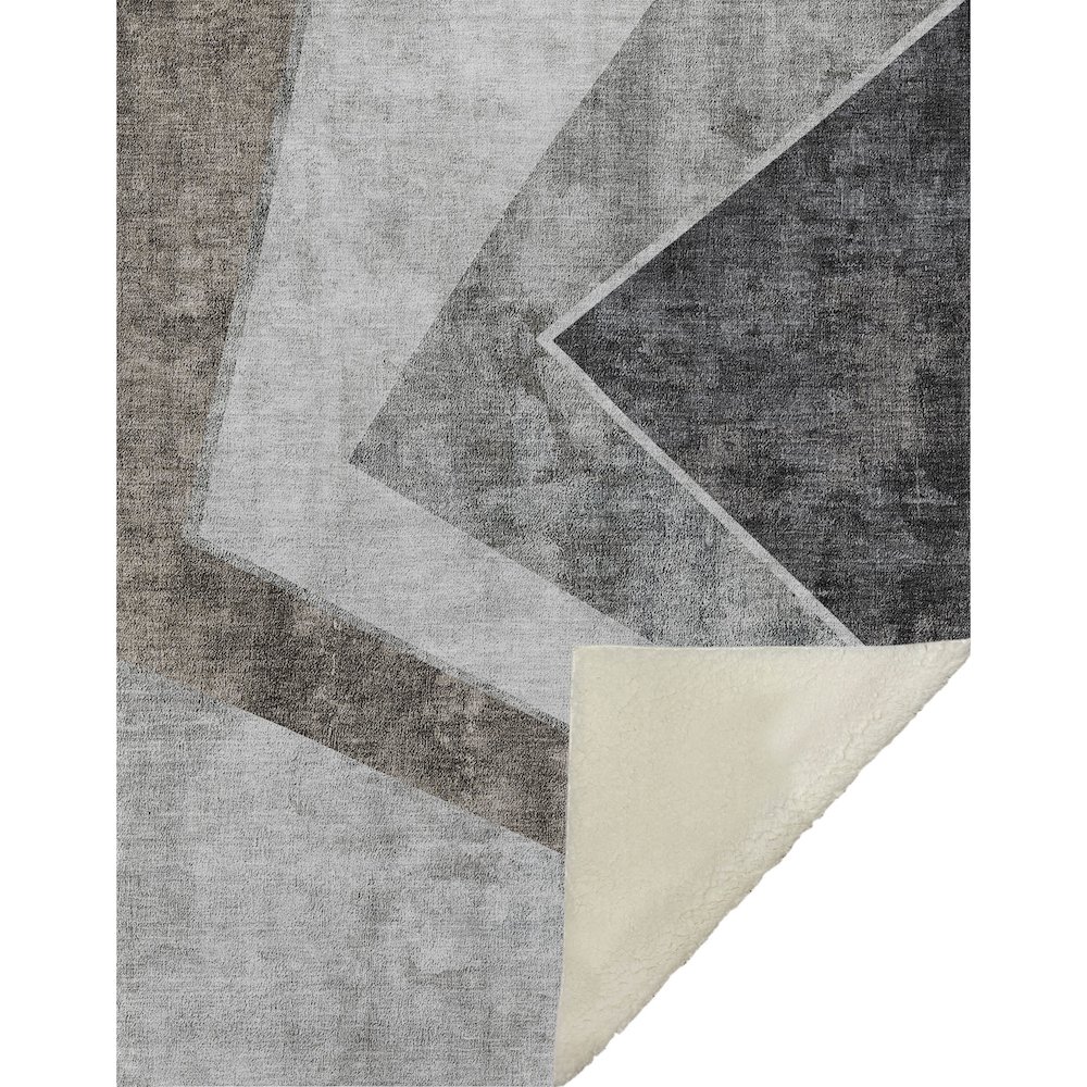 Premium Machine Washable ASB671 Gray 50" x 70" Sherpa Throw Blanket. Picture 1