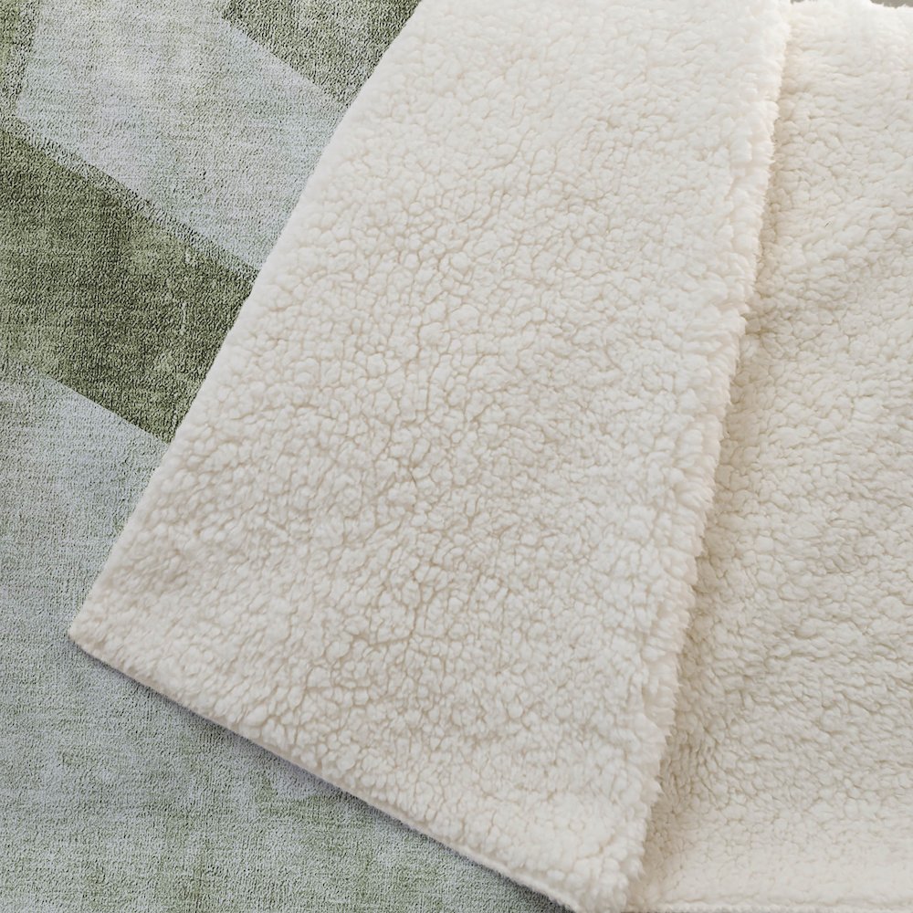 Premium Machine Washable ASB671 Olive 50" x 70" Sherpa Throw Blanket. Picture 2