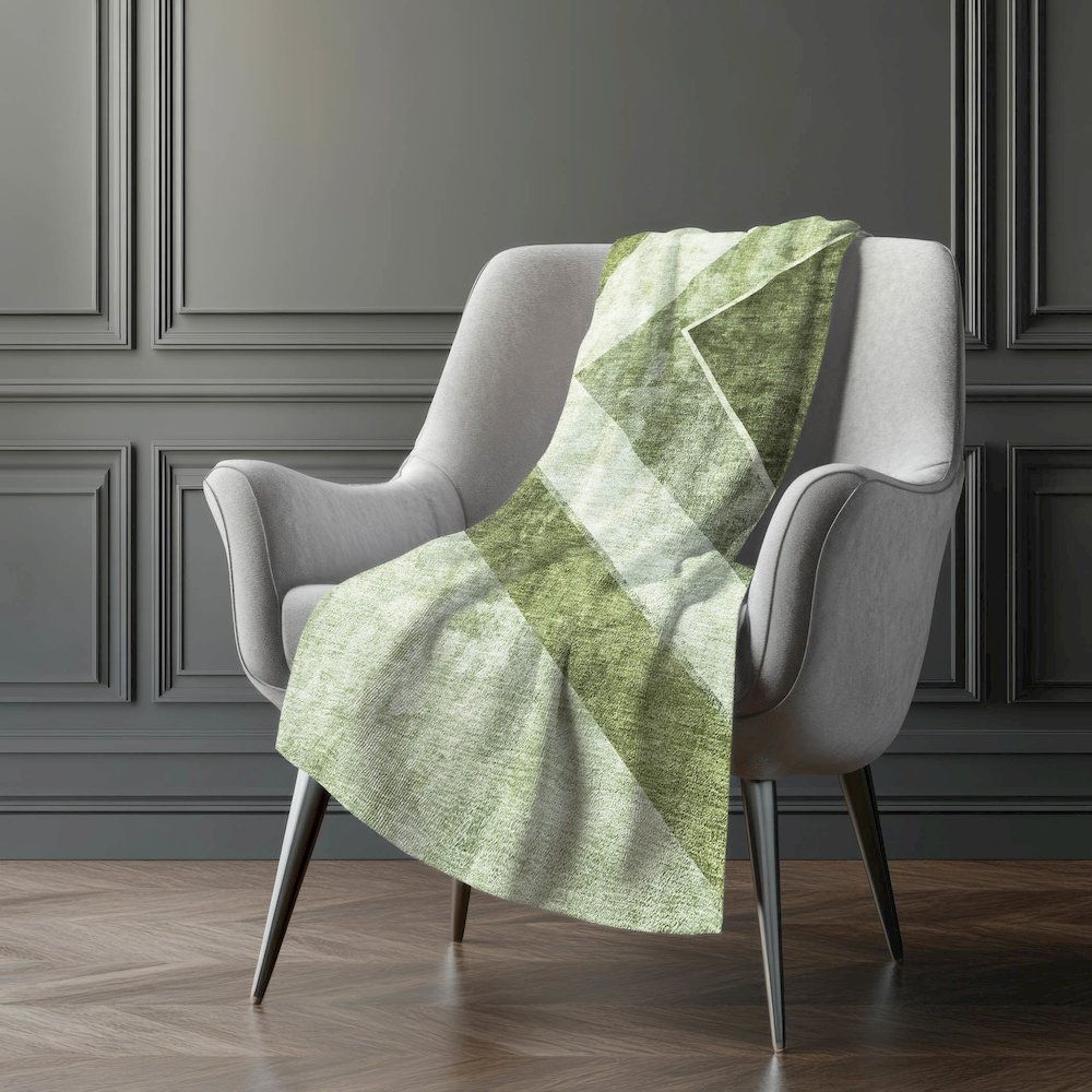 Premium Machine Washable ASB671 Olive 50" x 70" Sherpa Throw Blanket. Picture 5
