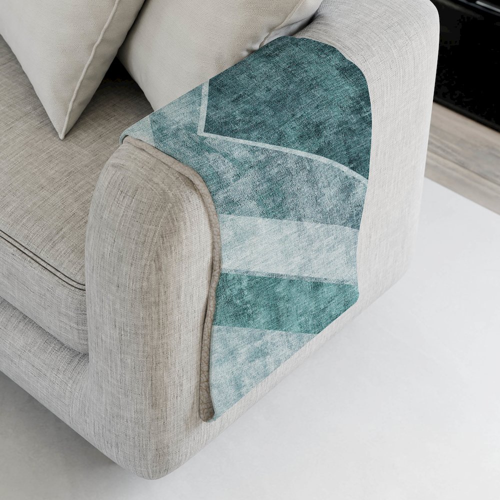 Premium Machine Washable ASB671 Teal 50" x 70" Sherpa Throw Blanket. Picture 4