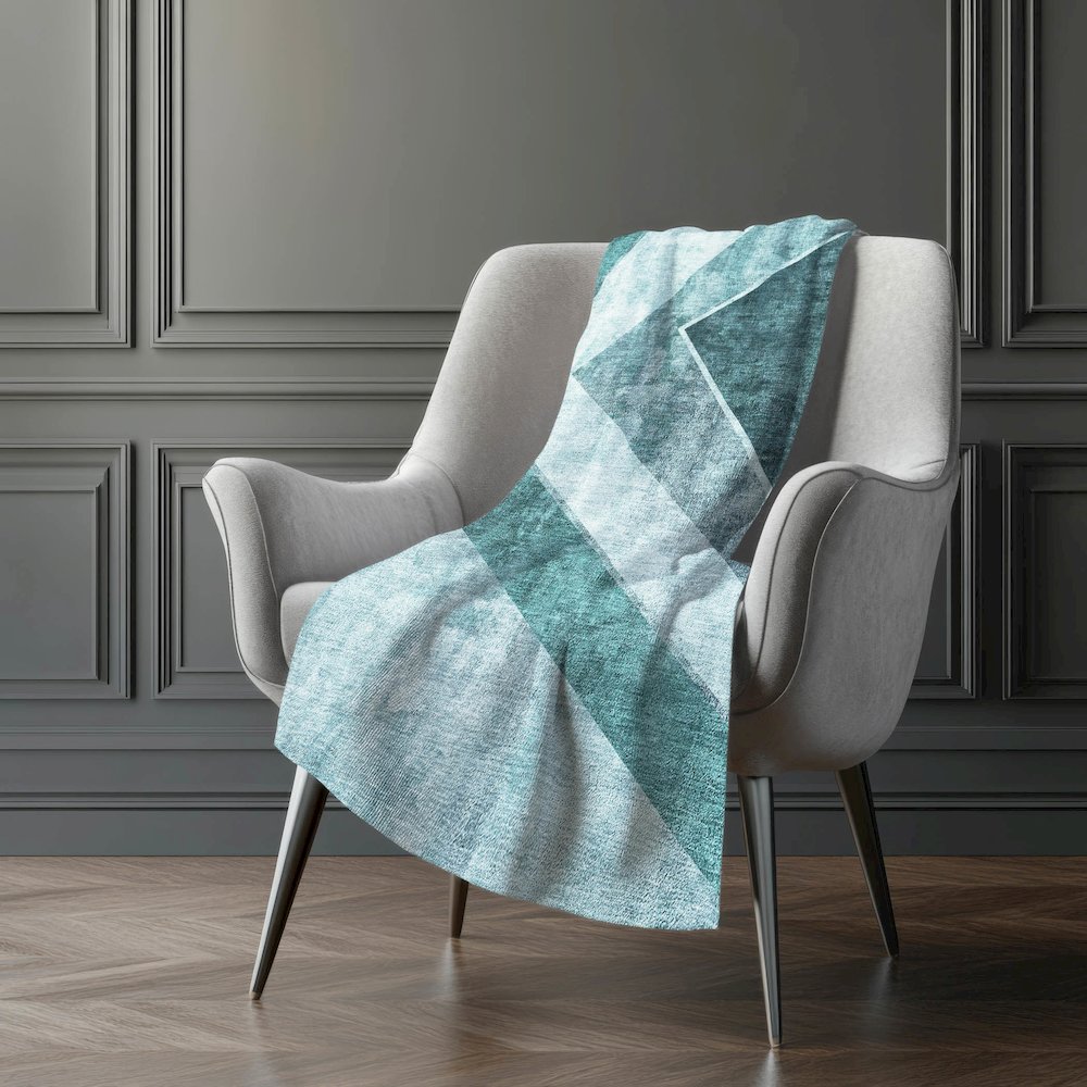Premium Machine Washable ASB671 Teal 50" x 70" Sherpa Throw Blanket. Picture 5