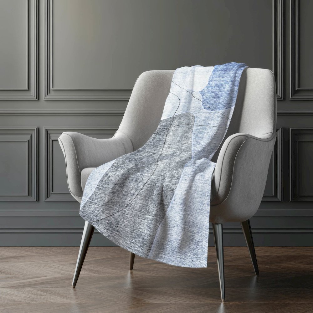Premium Machine Washable ASB672 Blue 50" x 70" Sherpa Throw Blanket. Picture 5