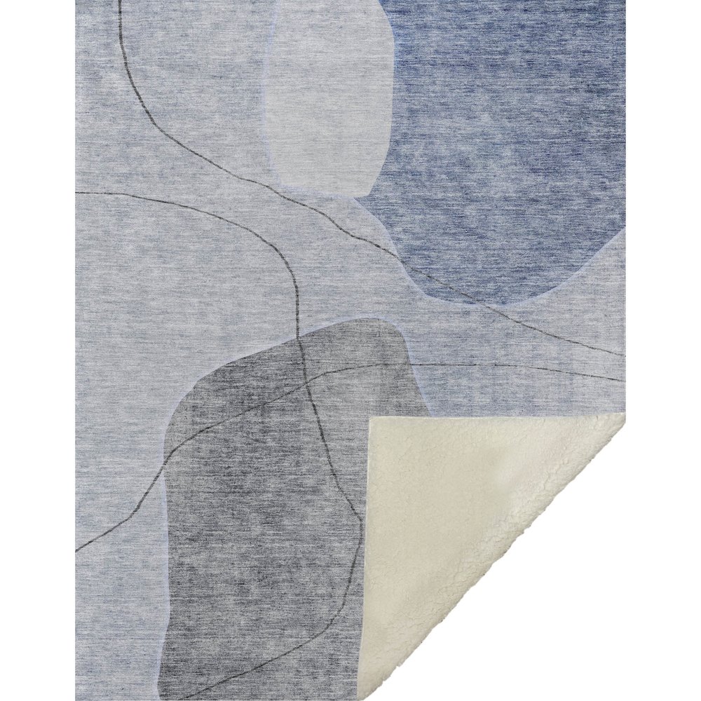 Premium Machine Washable ASB672 Blue 50" x 70" Sherpa Throw Blanket. Picture 1