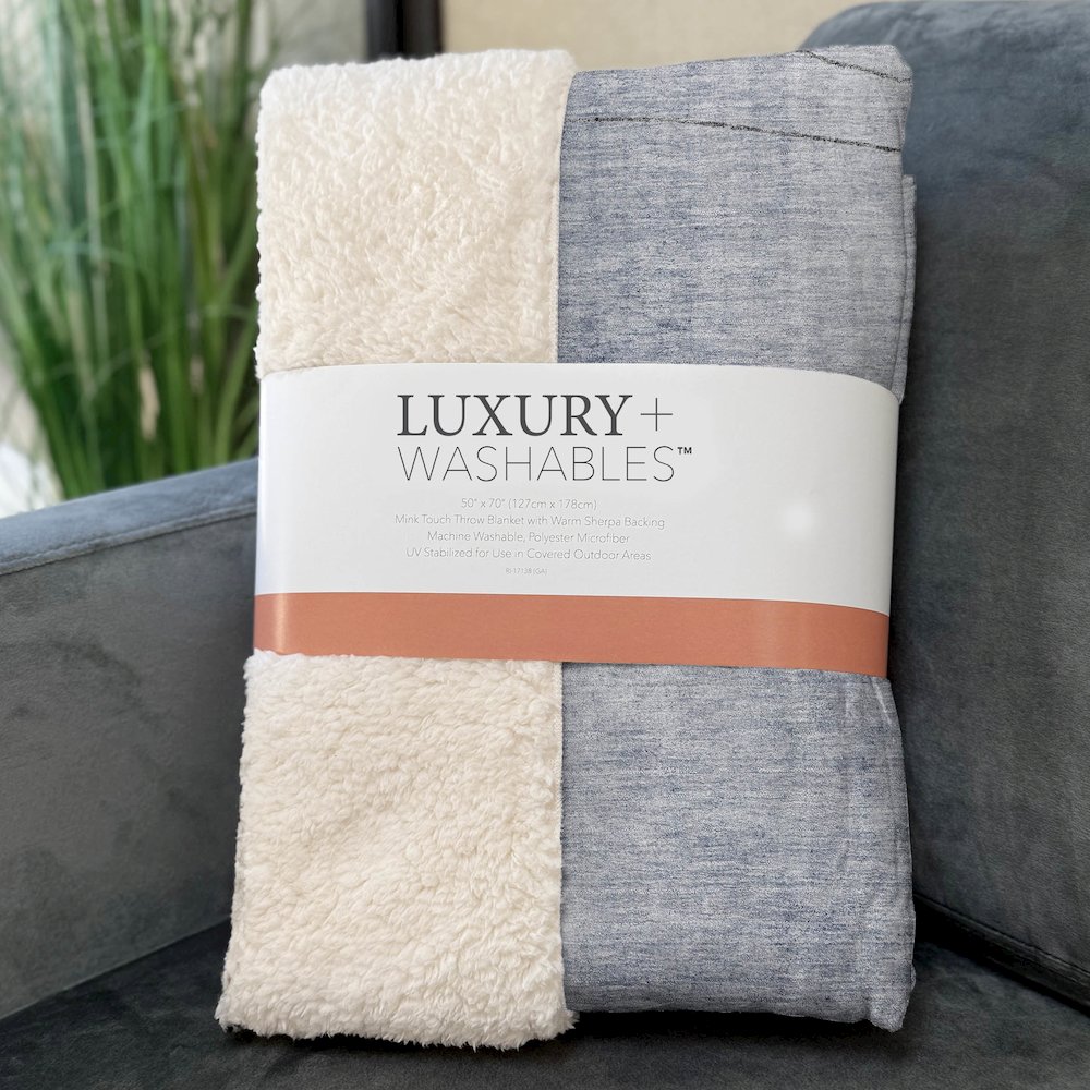 Premium Machine Washable ASB672 Blue 50" x 70" Sherpa Throw Blanket. Picture 3