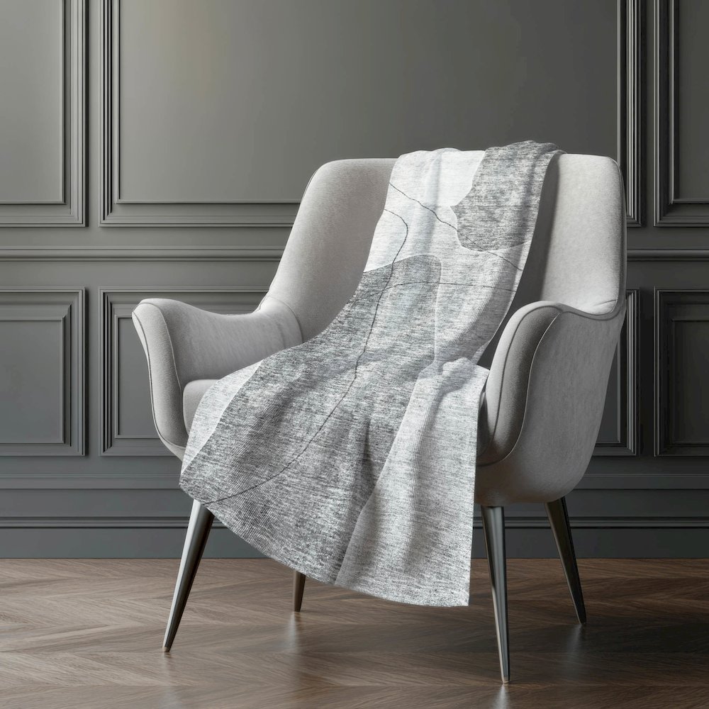 Premium Machine Washable ASB672 Gray 50" x 70" Sherpa Throw Blanket. Picture 5
