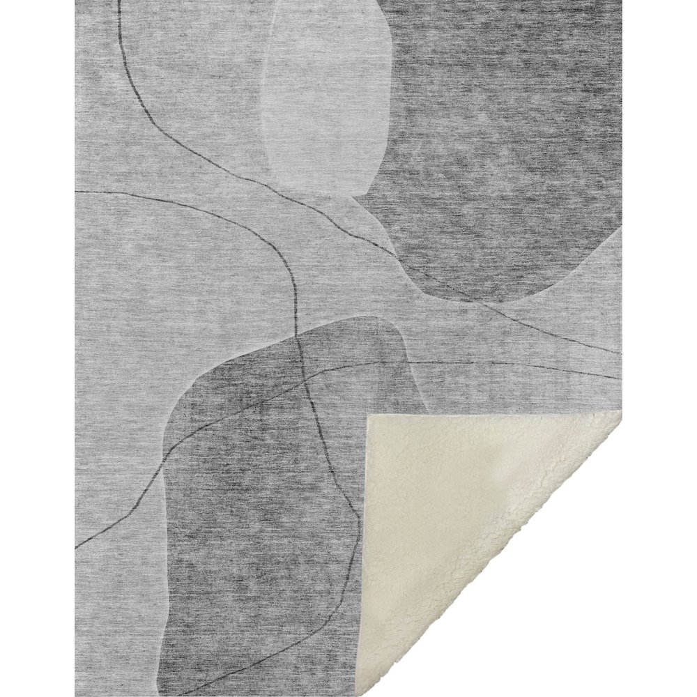 Premium Machine Washable ASB672 Gray 50" x 70" Sherpa Throw Blanket. Picture 1